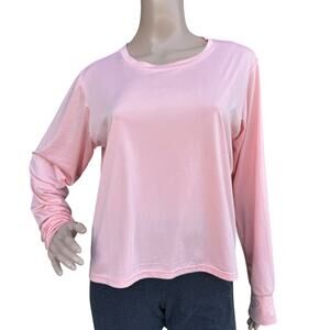 Real Essentials Pink Cropped Lightweight Pullover Large